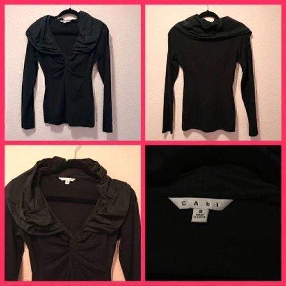 NWOT. CABI ruffled collar black top - Picture 1 of 7